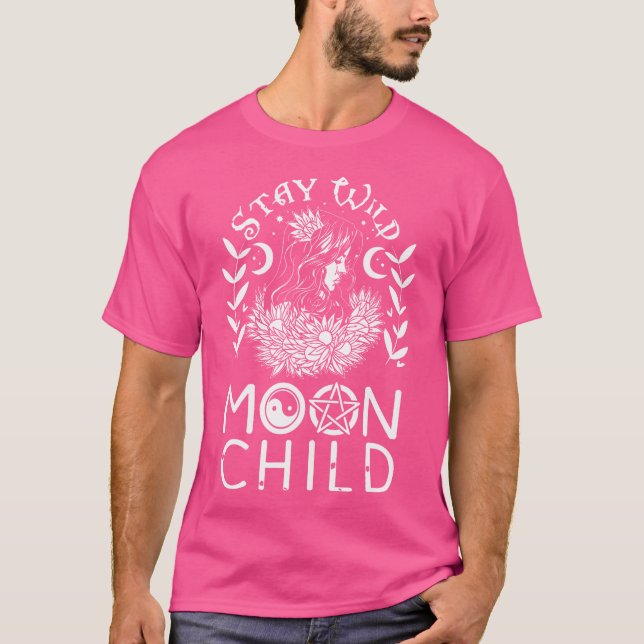 Stanna Vild Måne Barn Witchy Mamma Witchcraft Witc T Shirt (Framsida)