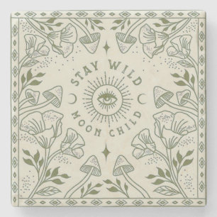 Stanna Vild Måne Child Bohemian Sage Grönt Pillow Stenunderlägg