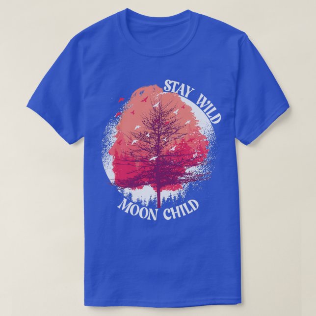 Stanna Vild Måne Child Boho Peace Hippie Gift Måne T Shirt (Design framsida)