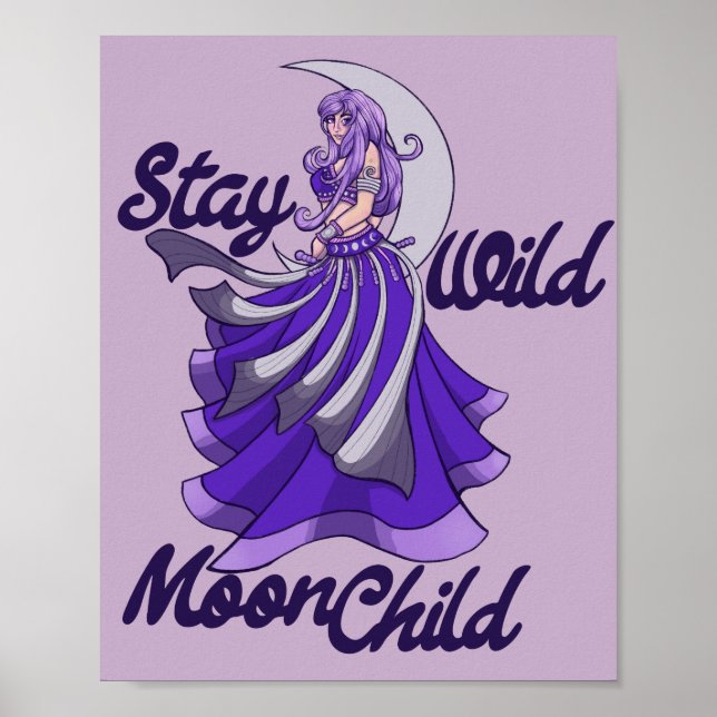 Stanna Vild Måne Child Måne Goddes Art MoonChild Poster (Framsidan)