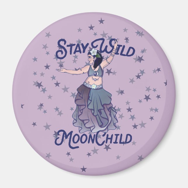 Stanna Vild Måne Child MoonChild Belly Dancer Art Magnet (Framsidan)