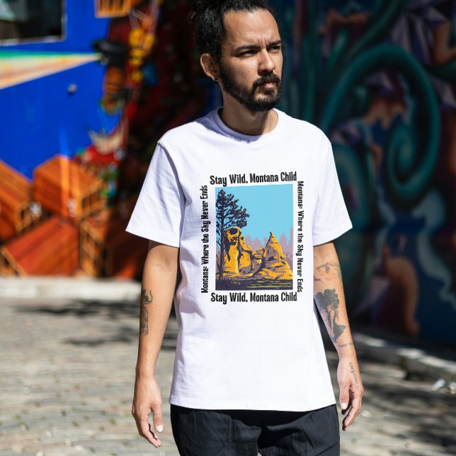 Stanna Vild, Montana Barn | Rustik Västerländsk Na T Shirt (Skapare uppladdad)