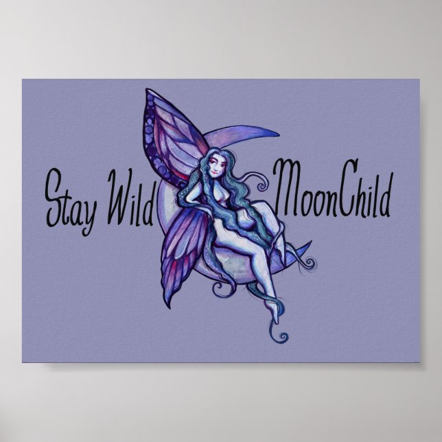 Stanna Vild MoonChild Måne Child Fairy Lila Poster (Framsidan)