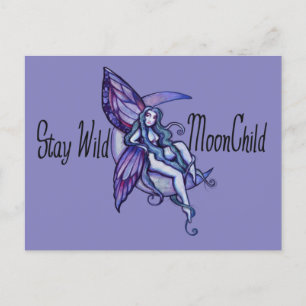 Stanna Vild MoonChild Måne Child Fairy Lila Vykort