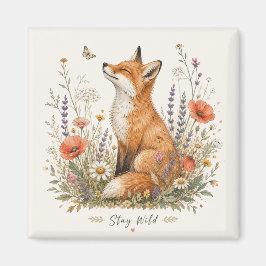 Stanna Vild Räv i Vildblommor Magnet