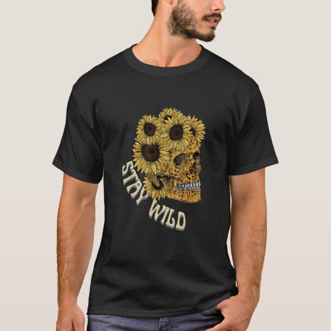 Stanna Vild Solros Skullleopard Western Retro Bo T Shirt (Framsida)