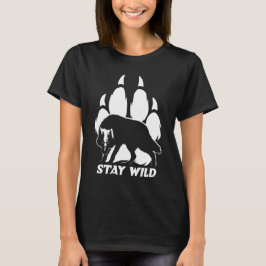 Stanna Vild - Vargsilhuett och fotspår T Shirt