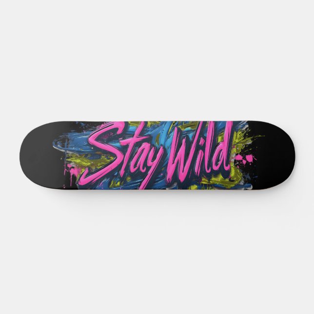 "Stanna Vild" - Vibrant Graffiti-Stil-textdesign Mini Skateboard Bräda 18,5 Cm (Horz)
