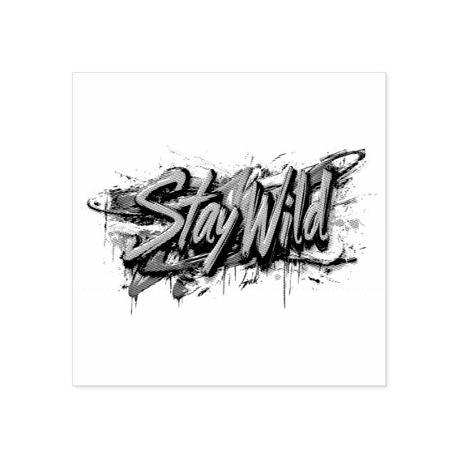 "Stanna Vild" - Vibrant Graffiti-Stil-textdesign Stämpel (Tryck)