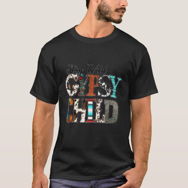 Stanna Vild Zigenar Barn Kuhud Serape Boho T Shirt (Framsida)