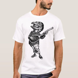 Stansmaskin som leker Air Guitar på ett Tee Shirt