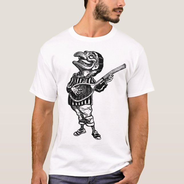 Stansmaskin som leker Air Guitar på ett Tee Shirt (Framsida)