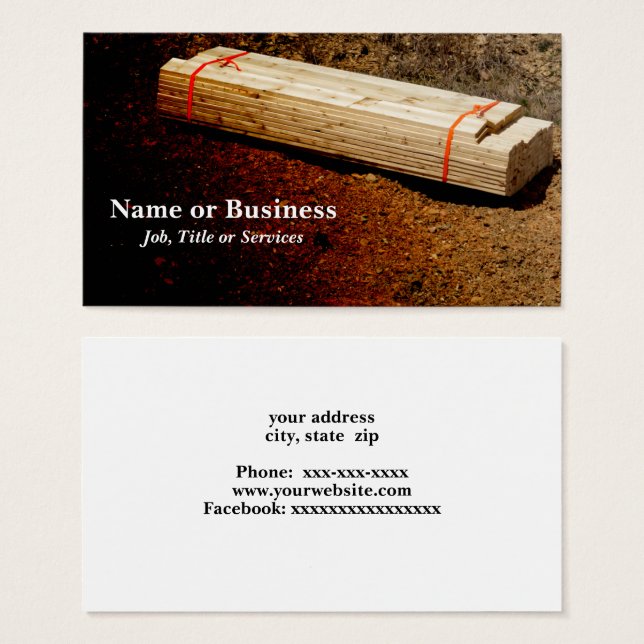 stapel av träplankar visitkort (Framsida & baksida)