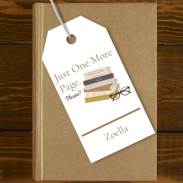 Stapel Bokar Personlig Reading Bok Presentetikett (Just One More Page Personalized Kids Reading Bookmark Gift Tag)