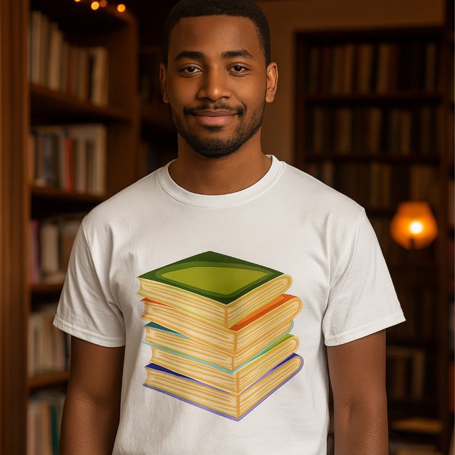 Stapel i Bokar Bok Älskare Art och läsning T Shirt (Skapare uppladdad)