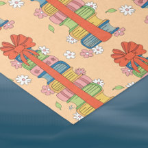 Stapel i Bokar med Bow Mönster Retro Tissue Paper