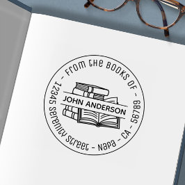 Stapel i Bokar Round Adress Bookplate 3 Självfärgande Stämpel