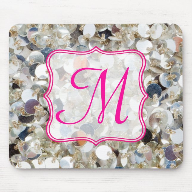 Stapel i Glitter Monogram första musknapp Musmatta (Framsidan)