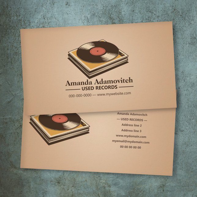 Stapel med vintage vinyl visitkort (Stack of Vintage Vinyl Business Card)
