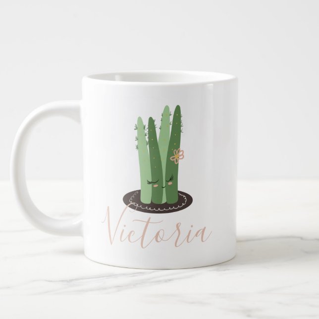 Stapelia Cactus Doodle Namn Giant Coffee Mugg Jumbo Mugg (Vänster)