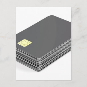 Stapla med blankplastkort med chip vykort