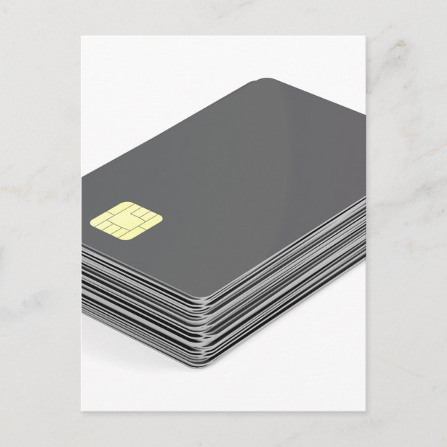 Stapla med blankplastkort med chip vykort (Framsida)