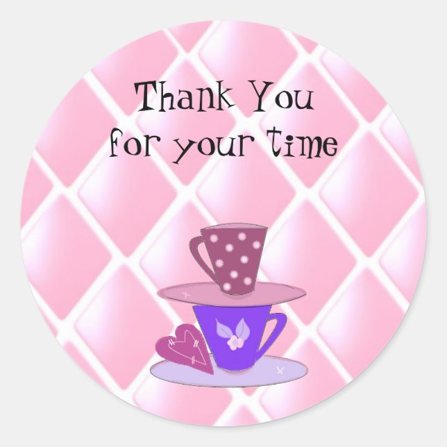 Stapla Tekopp Runt Klistermärke (Framsida)