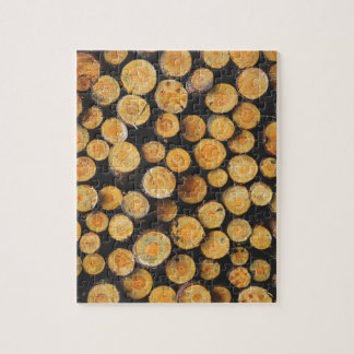 Staplad avverkning av skuren trä Träd Pussel