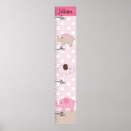 Staplad Behålla i Elephants Growth Chart för Rosa Poster