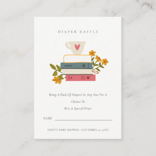 Staplad Blommigt Diaper Raffle Morsa Baby Shower Tilläggskort