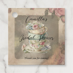 Staplad Blommigt Tekopp Ephemera Möhippa Gåvor Etiketter