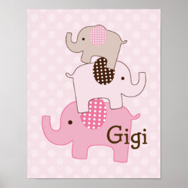 Staplad elefant med Polka dots Art-utskrift Poster