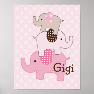 Staplad elefant med Polka dots Art-utskrift Poster
