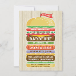 Staplad hamburger Par Shower BBQ Inbjudningar