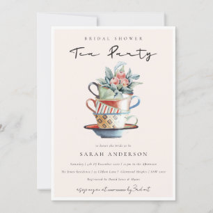 Staplad Kopp Möhippa Tea Party Inbjudan