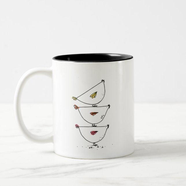 Staplad kyckling, tvåtonkaffe Mugg (Vänster)