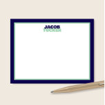 Staplad Namn-plattan Blue Mint Gräns Stationeri Anteckningskort<br><div class="desc">Den här designen har en fet dubbla gräns med utrymme för ett staplat förnamn och efternamn överst. Klicka på knappen Anpassa om du vill justera inslagen och/eller ändra texten ytterligare! Det finns variationer i denna utformning, ytterligare färg och samordnade produkter i vår butik, zazzle.com/store/doodlelulu. Kontakta oss om du behöver den...</div>