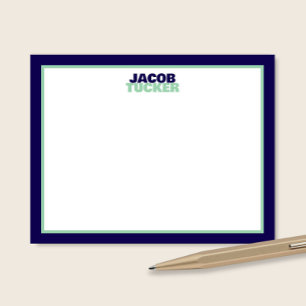 Staplad Namn-plattan Blue Mint Gräns Stationeri Anteckningskort
