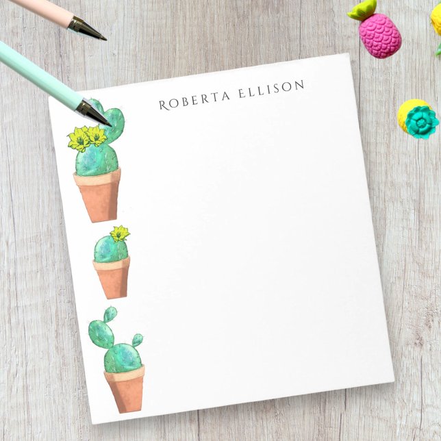 Staplad punktaktus Gula blommor Anpassningsbar Anteckningsblock (cactus border note pad)