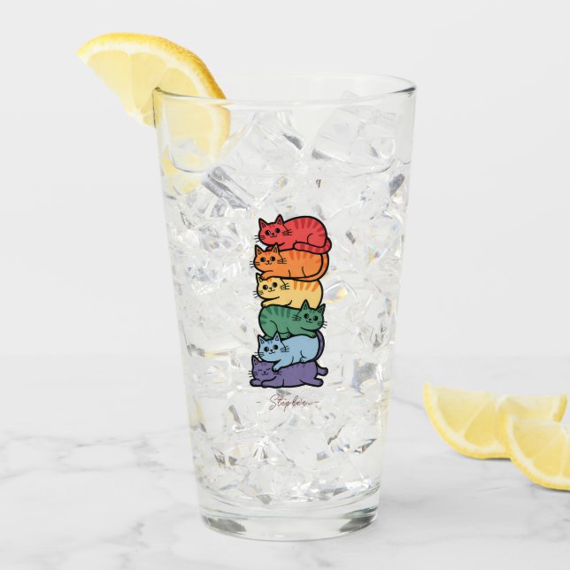 Staplad regnbåge - HBT TQ-Pridet Firande Glaskopp (Framsida Ice)