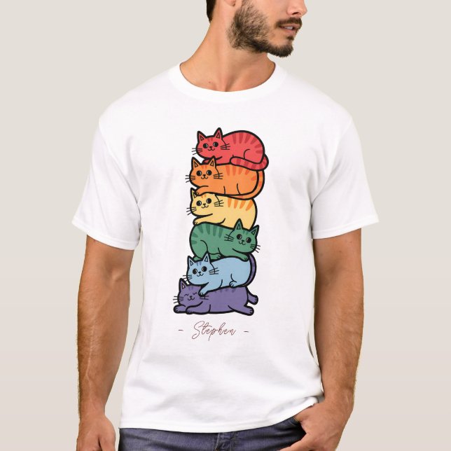 Staplad regnbåge - HBT TQ-Pridet Firande T Shirt (Framsida)