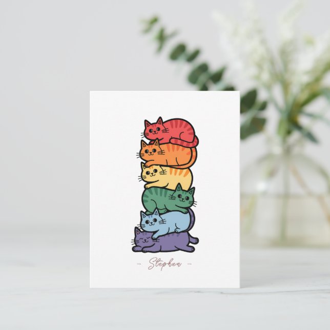 Staplad regnbåge - HBT TQ-Pridet Firande Vykort (Stående Fram)