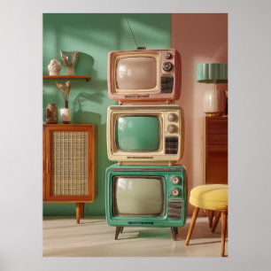 Staplad Retro-TV-uppsättning Poster