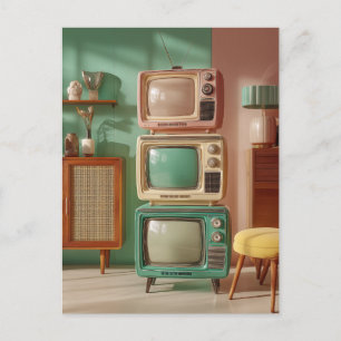 Staplad Retro-TV-uppsättning Vykort