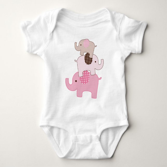 Staplad Rosa Elephants Kids Shirt Tröja (Framsida)