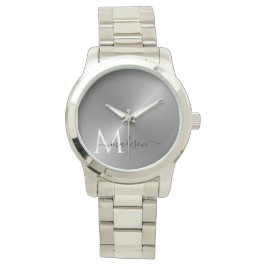 Staplad Silver-skript för radialmetaller Namn Armbandsur