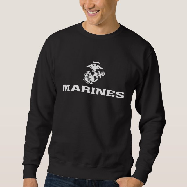 Staplad USMC-logotyp - vit Sweatshirt (Framsida)