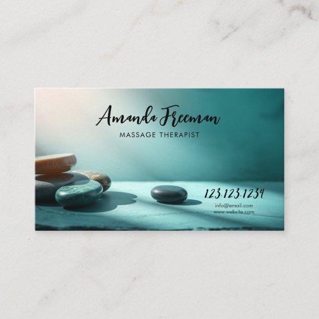 Staplad Zen Stones Massage Therapist Visitkort (Framsida)
