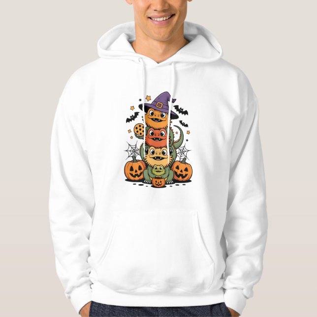 Staplade, böjda drakar Halloween-design Hoodie (Framsida)
