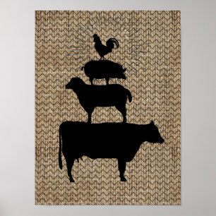 Staplade Boskap Silhouettes Poster
